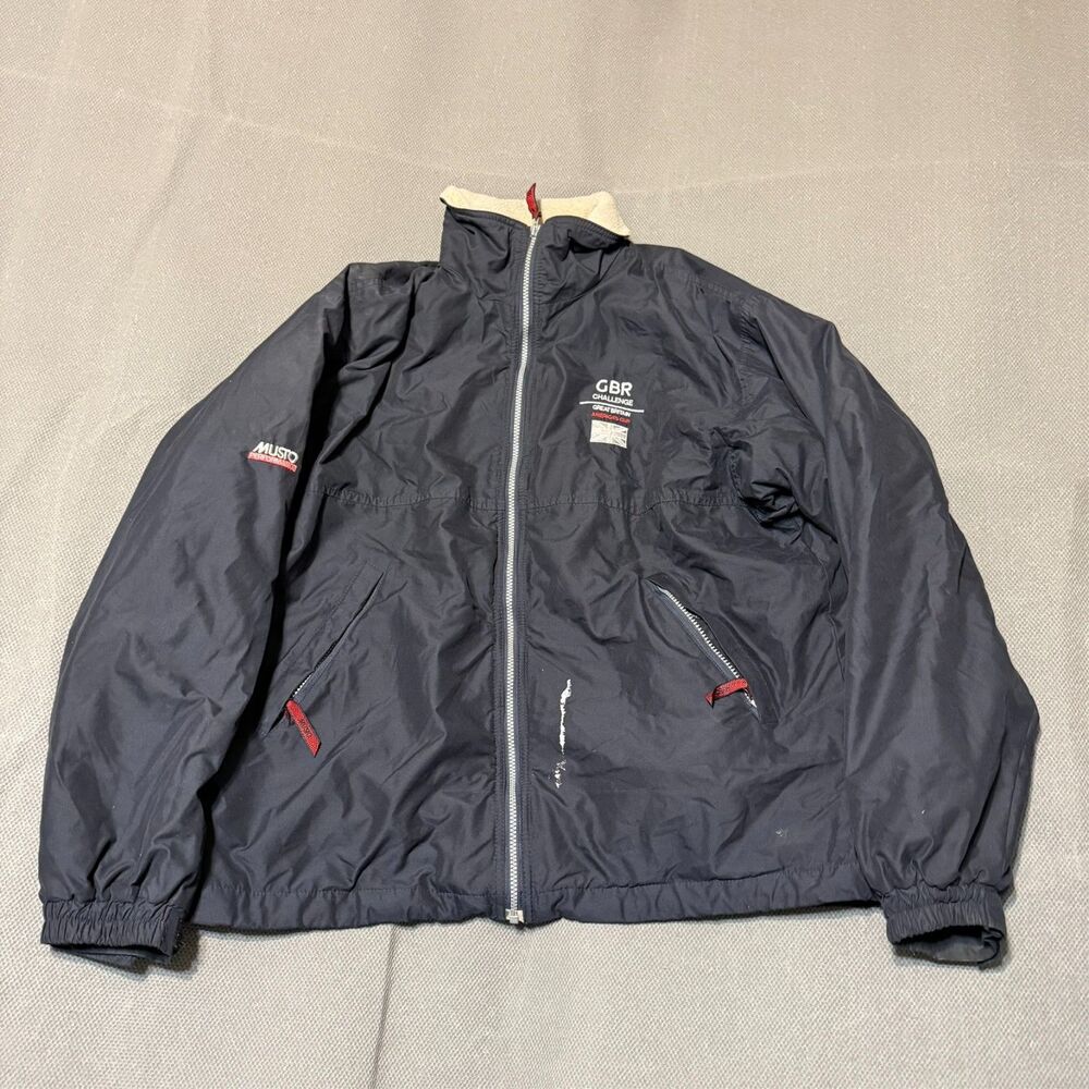 Vintage Musto GBR Challenge Sailing Jacket Mens Large Navy Blue Full Zip